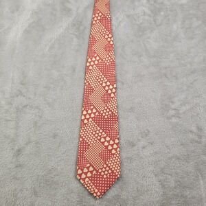 J.CREW 100% SILK MEN'S NECK‎ TIE RED WITH HEART PRINT MADE IN USA